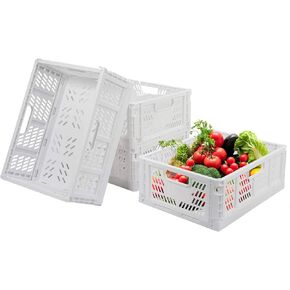 Phyllia 4 PC Baskets Plastic for Shelf Home Kitchen Storage Bin Organizer, Stackable Container Crate for Bedroom Bathroom Office Clothes Beauty(White, 13.3x10.2x5.1)