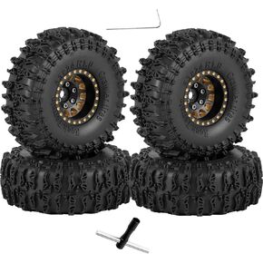 RC 1.0" Beadlock Wheels and Tires for RC Crawler 1/18 TRX4M,1/24 SCX24,Brass 1.0 Beadlock Wheels RC Rims w/ 1.0 Beadlocks Tires Soft Sticky Rubber Tires,4pcs,Style B in Kuwait