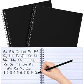 2 Pcs Primary Composition Notebook Spiral K-2 Writing Workbook Wide Ruled Paper Primary Journal 100 Sheets 9.8" x 7.5" Kindergarten Preschool Handwriting Notebook for Kids