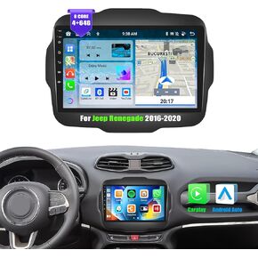 ستيريو سيارة 2+32G Android 11 لسيارة Jeep Renegade 2016-2020 مع Apple Carplay Android Auto، وراديو سيارة بشاشة لمس عالية الدقة مقاس 9 بوصات مع WiFi، ونظام تحديد المواقع العالمي (GPS)، وبلوتوث، وراديو FM/RDS، وSWC، وDaul USB، وكاميرا خلفية HiFi+AHD in Kuwait