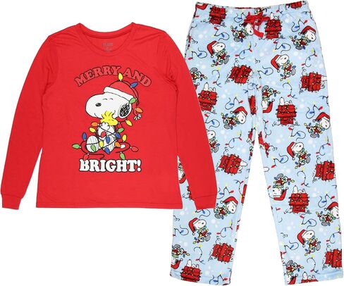 Peanuts Christmas Pajamas Snoopy Merry & Bright Holiday Matching Family Adult Kids and Toddlers Pajama Set in Kuwait