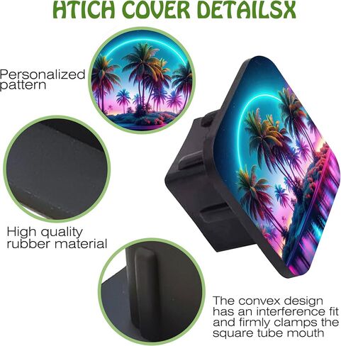 Oasis Island Palm Trees Tow Hitch Cove Glowing Lights Trailer Hitch Cover Universal 2" Square Hitch Cover Plug Cap,Heavy Duty Trailer Hitch Tube Rubber Covers for Trucks SUV Cars in Saudi Arabia