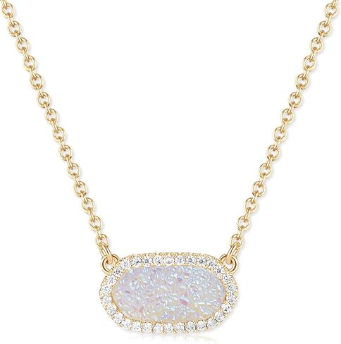 Gold Necklace For Women,Diamond Border 14k Gold Plated Hexagon Synthetic Gem Pendant Delicate Box Adjustable Chain Dainty Gold Jewelry Birthday Wedding Gift For Women Her in Saudi Arabia