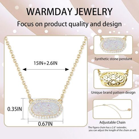 Gold Necklace For Women,Diamond Border 14k Gold Plated Hexagon Synthetic Gem Pendant Delicate Box Adjustable Chain Dainty Gold Jewelry Birthday Wedding Gift For Women Her in Saudi Arabia