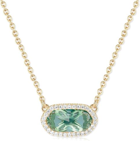 Gold Necklace For Women,Diamond Border 14k Gold Plated Hexagon Synthetic Gem Pendant Delicate Box Adjustable Chain Dainty Gold Jewelry Birthday Wedding Gift For Women Her in Saudi Arabia