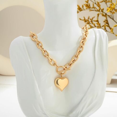 Chunky Gold Pendant Necklaces For Women Gold Chain links With Sun Heart Lion Conch Shell Charms Summer Necklaces Beach Jewelry in Kuwait