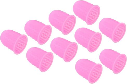 PATIKIL 0.59 Inch Rubber Finger Tips, 20 Pack Silicone Thumb Fingertip Protector Covers Guard Pads Thimble for Office Counting Sorting Sewing, Pink Small Size in Saudi Arabia