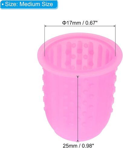 PATIKIL 0.59 Inch Rubber Finger Tips, 20 Pack Silicone Thumb Fingertip Protector Covers Guard Pads Thimble for Office Counting Sorting Sewing, Pink Small Size in Saudi Arabia