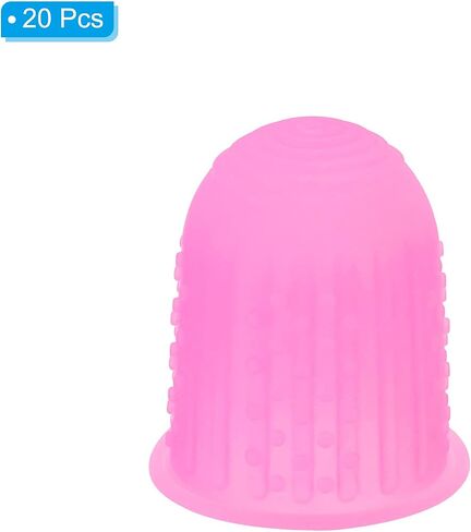 PATIKIL 0.59 Inch Rubber Finger Tips, 20 Pack Silicone Thumb Fingertip Protector Covers Guard Pads Thimble for Office Counting Sorting Sewing, Pink Small Size in Saudi Arabia