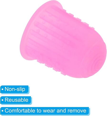PATIKIL 0.59 Inch Rubber Finger Tips, 20 Pack Silicone Thumb Fingertip Protector Covers Guard Pads Thimble for Office Counting Sorting Sewing, Pink Small Size in Saudi Arabia