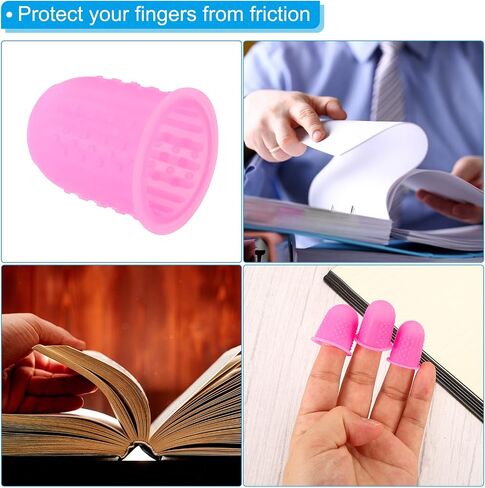 PATIKIL 0.59 Inch Rubber Finger Tips, 20 Pack Silicone Thumb Fingertip Protector Covers Guard Pads Thimble for Office Counting Sorting Sewing, Pink Small Size in Saudi Arabia