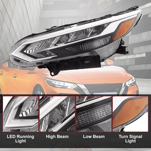 توباز الجانب الأيسر للسائق مجموعة مصابيح أمامية LED 26060-6LB5A مناسب لنيسان سنترا SR 2020-2022 in Saudi Arabia