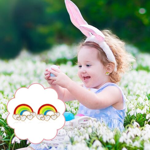 32/40 زوجًا من الأقراط المرصعة المضادة للحساسية للفتيات والأطفال مجموعة من الأقراط المصنوعة من الفولاذ المقاوم للصدأ بألوان زاهية وأنماط متعددة هدايا مجوهرات لطيفة للفتيات والأطفال in Kuwait