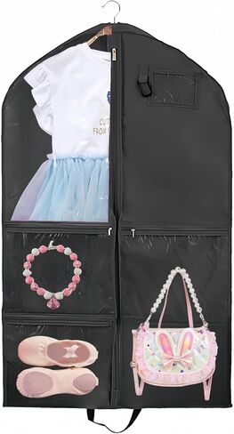 Dance Costume Garment Bag for Travel with Handles, 39 Inch Garment Bag for Dance Competitions, Kids Hanging Clothes Cover for Girls Closet Storage with 4 Zippered Pockets (Purple - 2 Pack) in Kuwait