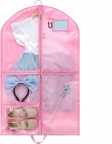 Dance Costume Garment Bag for Travel with Handles, 39 Inch Garment Bag for Dance Competitions, Kids Hanging Clothes Cover for Girls Closet Storage with 4 Zippered Pockets (Purple - 2 Pack) in Kuwait