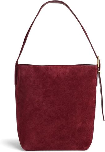 Madewell Suede Medium Essentials Bucket Tote, Deep Merlot in Saudi Arabia