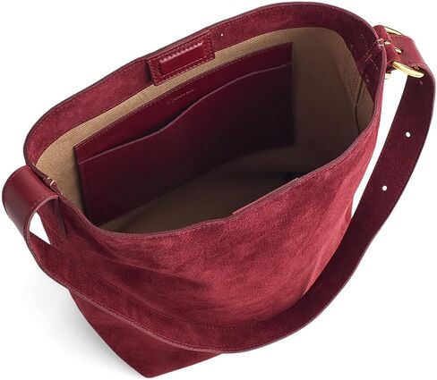 Madewell Suede Medium Essentials Bucket Tote, Deep Merlot in Saudi Arabia