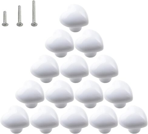HUAMULAN 15PCS Glossy Ceramic Knobs Heart Shape Cabinet Dresser Pulls Door Handles Cupboard Wardrobe Drawer Gray in Kuwait