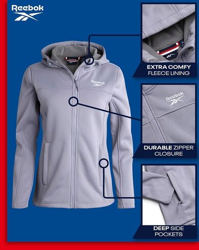 Reebok Women's Jacket - Windproof Woven Softshell Jacket with Hood for Running, Hiking - Lightweight Jackets for Women (S-XL) in Kuwait