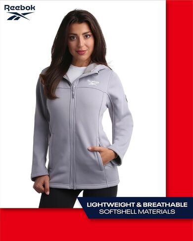 Reebok Women's Jacket - Windproof Woven Softshell Jacket with Hood for Running, Hiking - Lightweight Jackets for Women (S-XL) in Kuwait