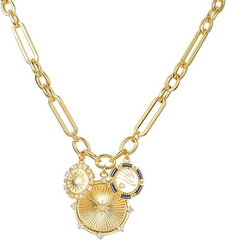 Chunky Gold Pendant Necklaces For Women Gold Chain links With Sun Heart Lion Conch Shell Charms Summer Necklaces Beach Jewelry in Kuwait
