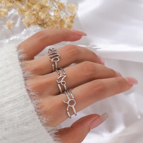 925 Sterling Silver Fine Jewelry Adjustable Zodiac Sign Ring for Women Girls 12 Constellation Astrology Scorpio Ring Celestial Zodiac Jewelry Birthday Christmas Gifts for Her Mom Daughter Wife Friend Sisters Gifts in Kuwait