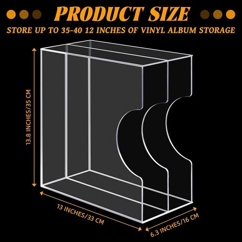Acrylic Vinyl Record Holder Clear Acrylic Vinyl Record Storage Double Grid Vinyl Record Crate Vinyl Album Storage Holds up to 35-40 Records, 13.8 x 13 x 6.3 Inches for Home, Music Hall in Saudi Arabia