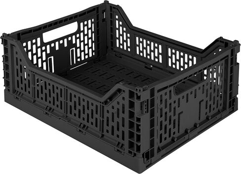 Simplify 15LT Collapsible Storage Crate | Large | Foldable | Stackable | Plastic Bin | Home Organization | Dorm | Office | Crafts | Shelf | Black in Saudi Arabia