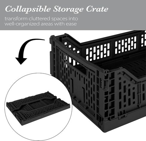 Simplify 15LT Collapsible Storage Crate | Large | Foldable | Stackable | Plastic Bin | Home Organization | Dorm | Office | Crafts | Shelf | Black in Saudi Arabia