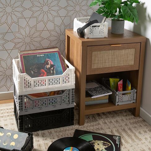 Simplify 15LT Collapsible Storage Crate | Large | Foldable | Stackable | Plastic Bin | Home Organization | Dorm | Office | Crafts | Shelf | Black in Saudi Arabia