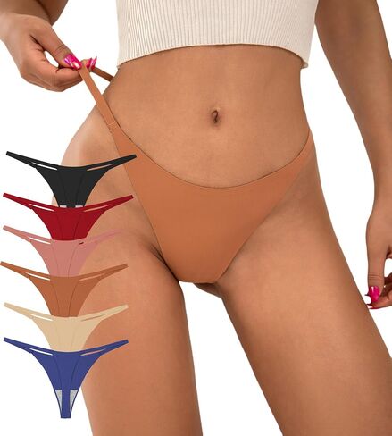 G-string Thongs for Women No Show Thong Seamless Stretch Underwear Low Rise Panties Pack in Saudi Arabia
