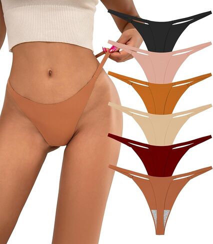 G-string Thongs for Women No Show Thong Seamless Stretch Underwear Low Rise Panties Pack in Saudi Arabia