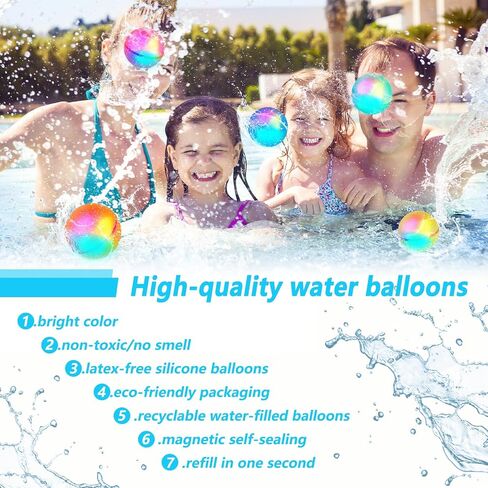 Light Up Reusable Water Balloons Magnetic Self-Sealing Silicone Water Balloons for Kids Adults Summer Fun Party Pool Fun Beach Toys With LED Light (4PCS) in Saudi Arabia