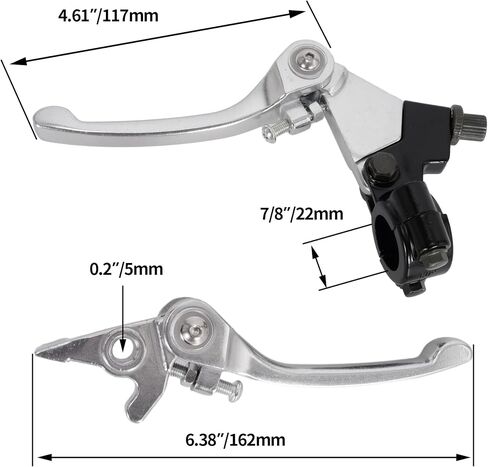 RUTU Folding Clutch Brake Lever Kit,High Style 7/8 inch 22mm Aluminum Dirt Bike Clutch Lever for 110cc 125cc 140cc TTR SSR Xmotos TaoTao Apollo DBX15/18/19 Pit Dirt Bike Motorcycle-Silver in Saudi Arabia