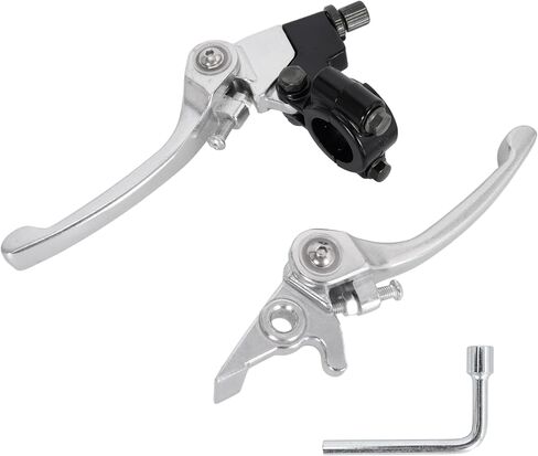 RUTU Folding Clutch Brake Lever Kit,High Style 7/8 inch 22mm Aluminum Dirt Bike Clutch Lever for 110cc 125cc 140cc TTR SSR Xmotos TaoTao Apollo DBX15/18/19 Pit Dirt Bike Motorcycle-Silver in Saudi Arabia