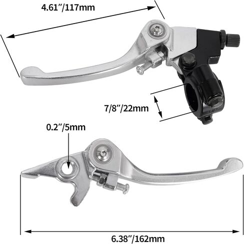 RUTU Folding Clutch Brake Lever Kit,High Style 7/8 inch 22mm Aluminum Dirt Bike Clutch Lever for 110cc 125cc 140cc TTR SSR Xmotos TaoTao Apollo DBX15/18/19 Pit Dirt Bike Motorcycle-Silver in Saudi Arabia