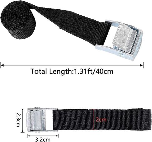 مجموعة من 12 حزام تثبيت، أشرطة ربط مع قفل للتثبيت، حزام ربط، حزام تثبيت للدراجات والدراجات النارية وحزم الأمتعة والنقل، أسود، 40 × 2 سم in Kuwait