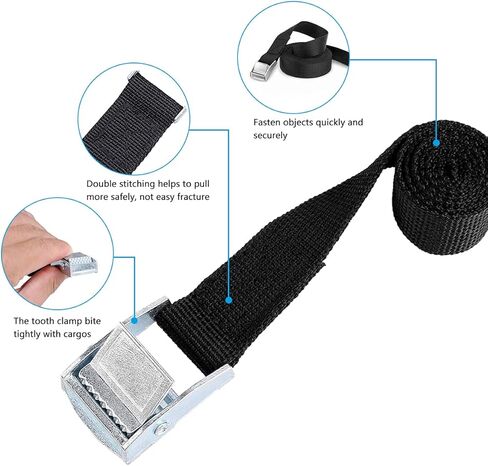 مجموعة من 12 حزام تثبيت، أشرطة ربط مع قفل للتثبيت، حزام ربط، حزام تثبيت للدراجات والدراجات النارية وحزم الأمتعة والنقل، أسود، 40 × 2 سم in Kuwait