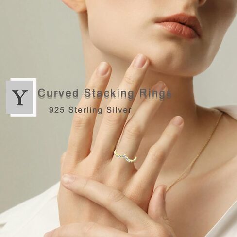 Wedding Band for Women 925 Sterling Silver White & Yellow Gold Ring V Shape Engagement Stackable Ring Half Eternity Round Cut CZ Jewelry for Her Size 5-10 in Kuwait