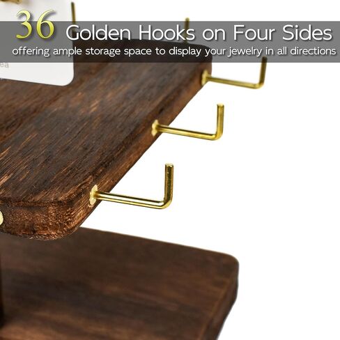 Jewelry Holder Organizer 360 Degree Rotating Wooden Jewelry Display Tower,36 Hooks can Hold 108 pcs Bracelets Earring Keychain,Bracelet Holder for Selling,Showcase,Craft Show in Saudi Arabia