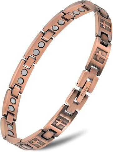 MagnetRX® Women’s Copper Cross Bracelet – Ultra Strength Magnetic Copper Cross Bracelet for Women – Adjustable Length with Sizing Tool (Cross Style) in Kuwait