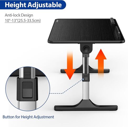 Besign LT06 Adjustable Latop Table, Lap Desk, Portable Standing Bed Desk, Foldable Sofa Breakfast Tray, Notebook Computer Stand for Reading and Writing – Black in Saudi Arabia