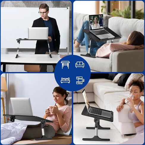 Besign LT06 Adjustable Latop Table, Lap Desk, Portable Standing Bed Desk, Foldable Sofa Breakfast Tray, Notebook Computer Stand for Reading and Writing – Black in Saudi Arabia