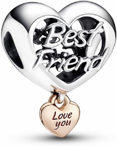 Pandora Love You Best Friend Heart Charm Bracelet Charm Moments Bracelets - Stunning Women's Jewelry - Gift for Women in Your Life - Made Rose & Sterling Silver in Saudi Arabia