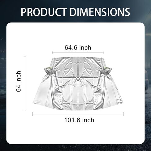 Pack-1 غطاء ثلجي للزجاج الأمامي للسيارة، درع حماية الزجاج الأمامي مع واقي مرآة جانبية، حافظة ظلة مقاومة للرياح للسيارات، عالمية لمعظم السيارات والشاحنات والشاحنات الصغيرة (فضي) in Kuwait