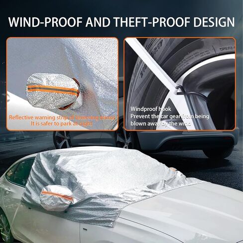 Pack-1 غطاء ثلجي للزجاج الأمامي للسيارة، درع حماية الزجاج الأمامي مع واقي مرآة جانبية، حافظة ظلة مقاومة للرياح للسيارات، عالمية لمعظم السيارات والشاحنات والشاحنات الصغيرة (فضي) in Kuwait