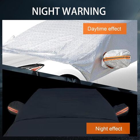 Pack-1 غطاء ثلجي للزجاج الأمامي للسيارة، درع حماية الزجاج الأمامي مع واقي مرآة جانبية، حافظة ظلة مقاومة للرياح للسيارات، عالمية لمعظم السيارات والشاحنات والشاحنات الصغيرة (فضي) in Kuwait