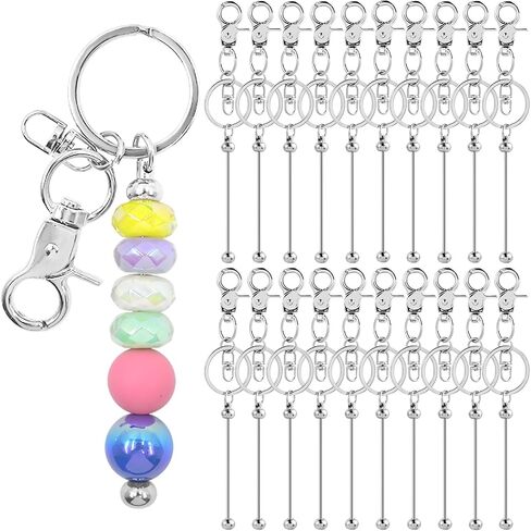 Beadable Keychains DIY Kit - Customizable Beaded Keychain Making Kit for Personalized Gift Ideas - Perfect for Birthday Gifts, Wedding Favors, Valentine's Day Gifts, and Creative DIY Projects in Saudi Arabia