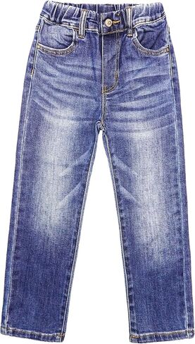 KIDSCOOL SPACE Big Girls Jeans, 5-14T Simple Design Boys Ribbed Waist Denim Pants in Kuwait