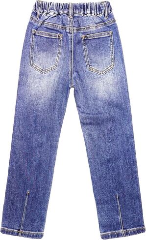 KIDSCOOL SPACE Big Girls Jeans, 5-14T Simple Design Boys Ribbed Waist Denim Pants in Kuwait